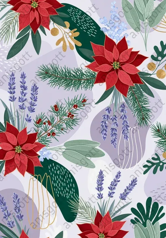 Christmas Abstract Winter Floral Pattern