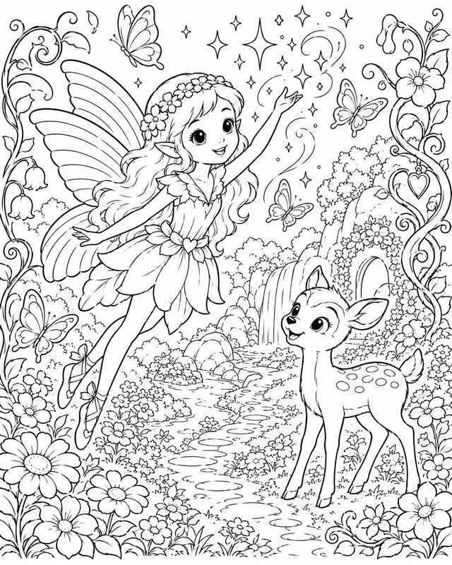 Enchanted Forest Fairy Coloring Books