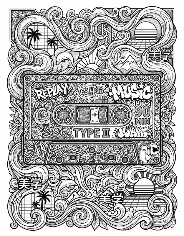 Zen Line Art Teen Coloring Book Pages