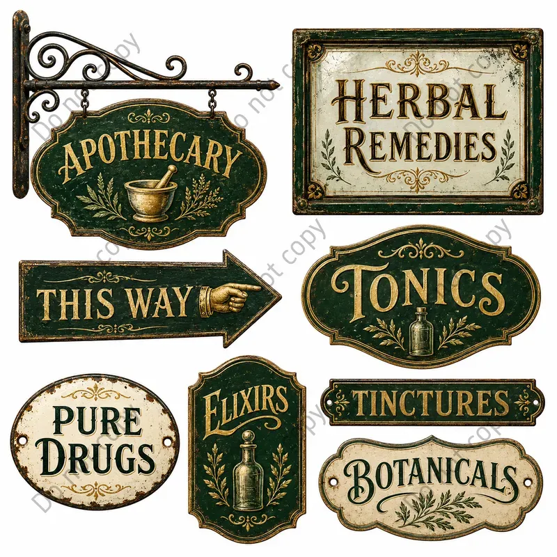 Vintage Shop Signage Clipart Sets