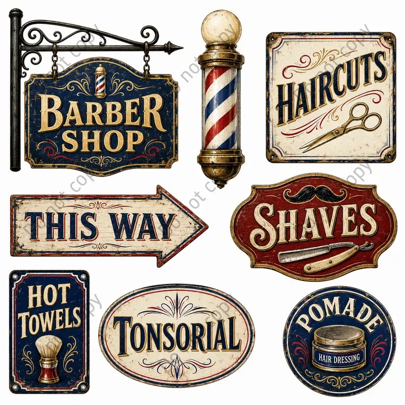 Vintage Shop Signage Clipart Sets