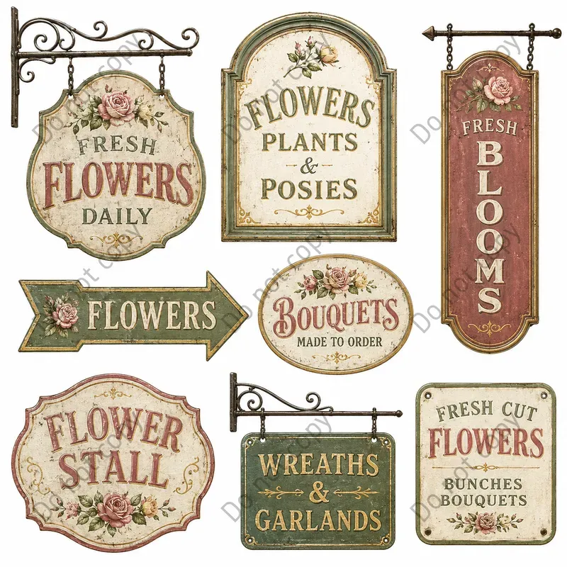 Vintage Shop Signage Clipart Sets