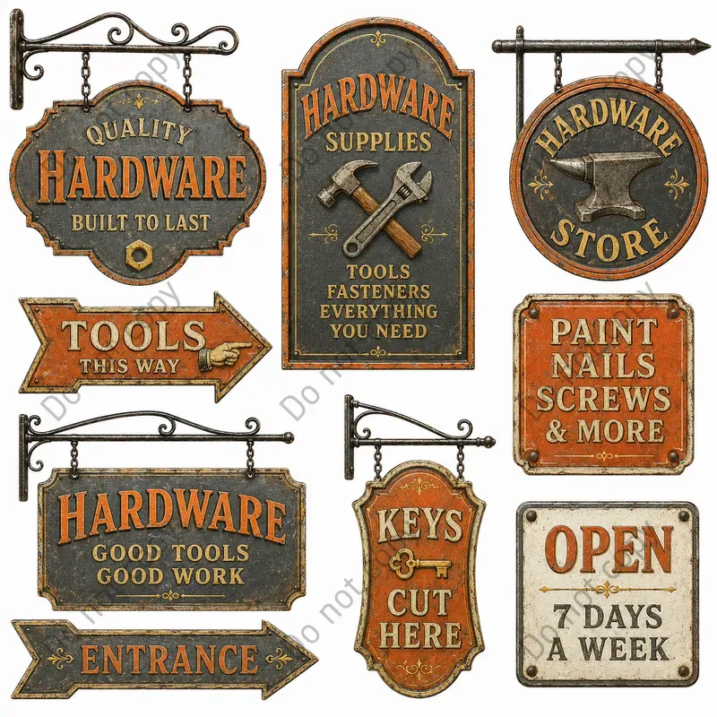 Vintage Shop Signage Clipart Sets