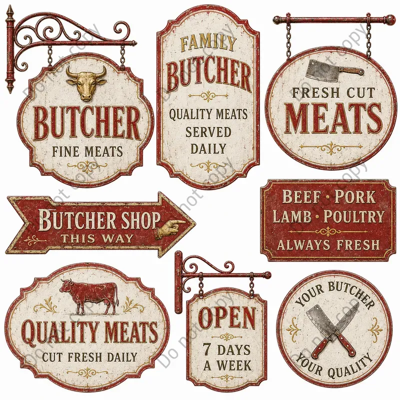 Vintage Shop Signage Clipart Sets