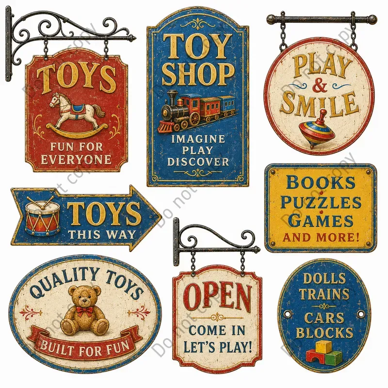Vintage Shop Signage Clipart Sets