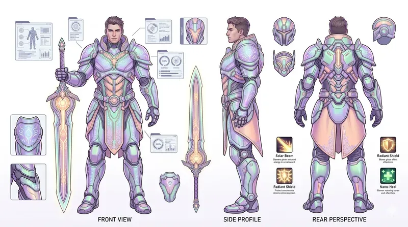 Pastel Cyberpunk Character Design Sheets