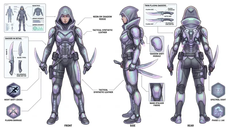 Pastel Cyberpunk Character Design Sheets