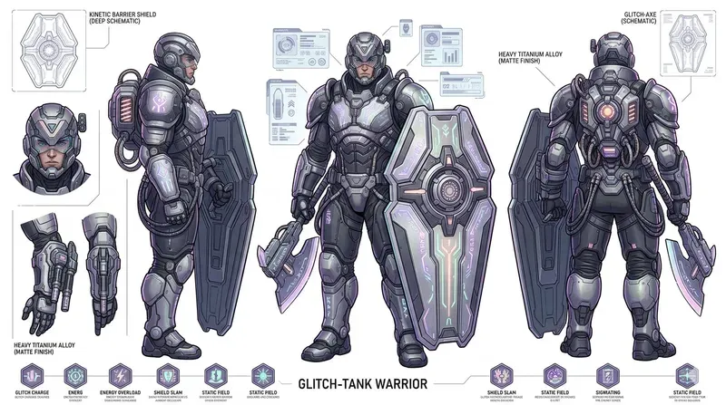 Pastel Cyberpunk Character Design Sheets