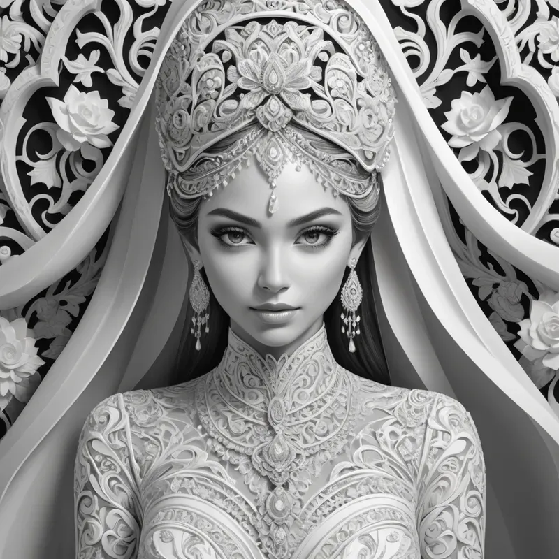 3D Black And White Ornamentals