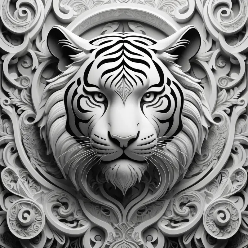 3D Black And White Ornamentals