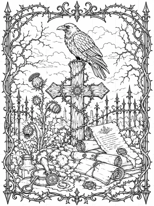 Dark Gothic Coloring Book Generator