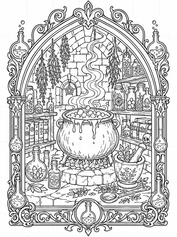 Dark Gothic Coloring Book Generator