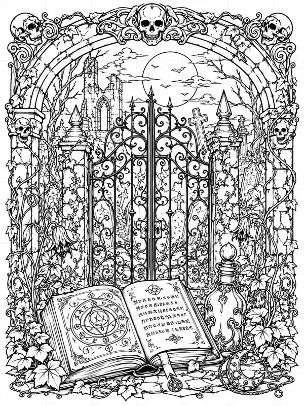 Dark Gothic Coloring Book Generator