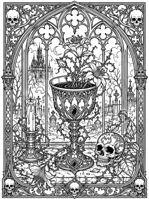Dark Gothic Coloring Book Generator