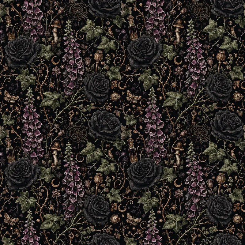 Floral Halloween Seamless Patterns