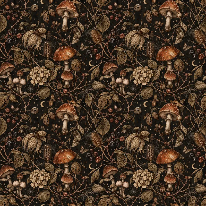 Floral Halloween Seamless Patterns