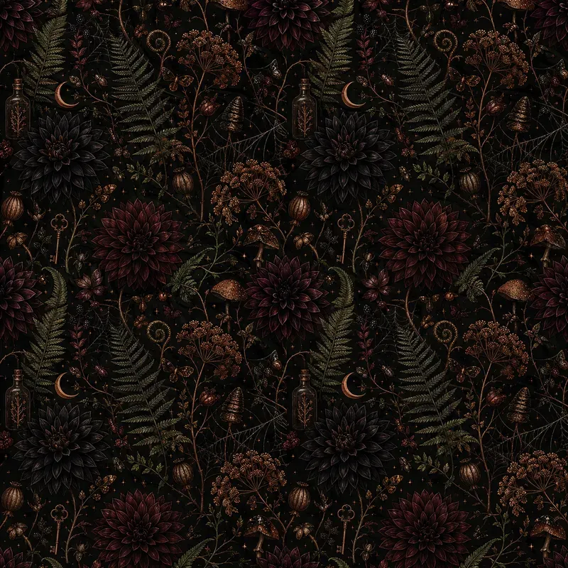 Floral Halloween Seamless Patterns