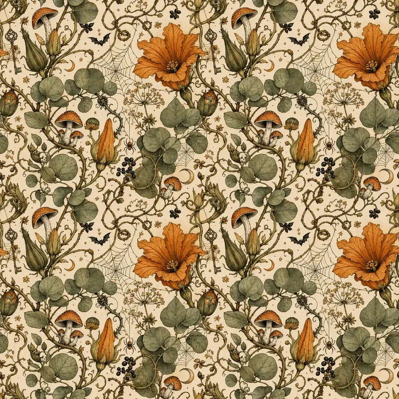 Floral Halloween Seamless Patterns