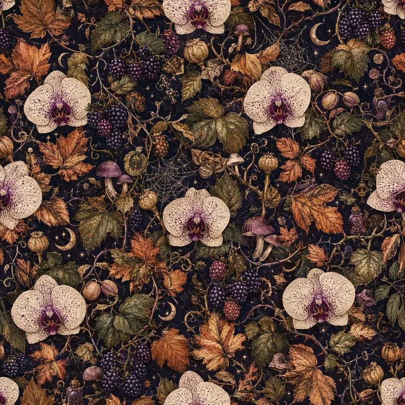 Floral Halloween Seamless Patterns