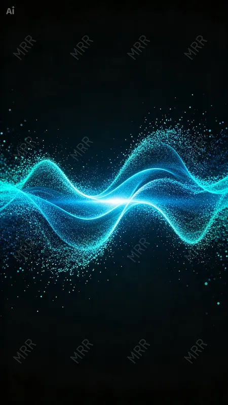 Glowing Particle Wave Art
