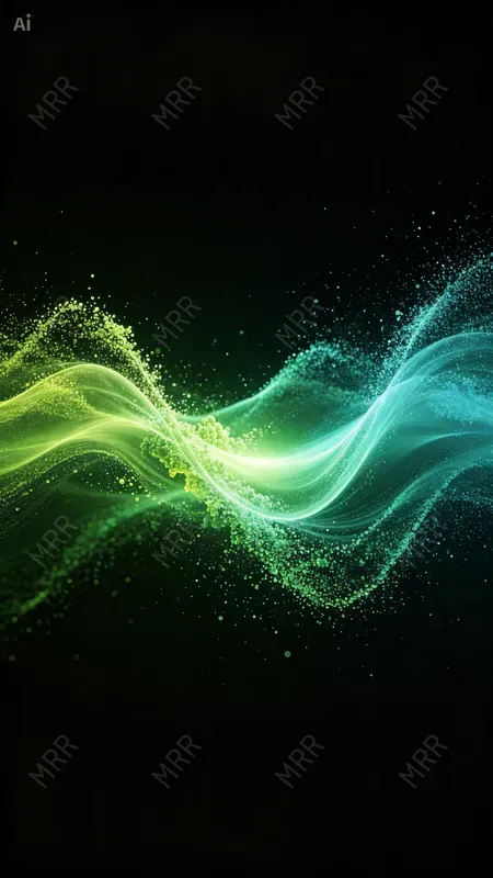 Glowing Particle Wave Art