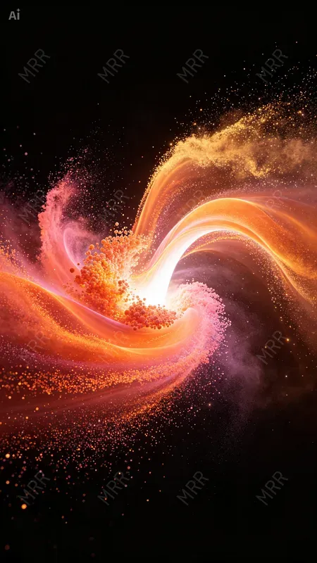 Glowing Particle Wave Art