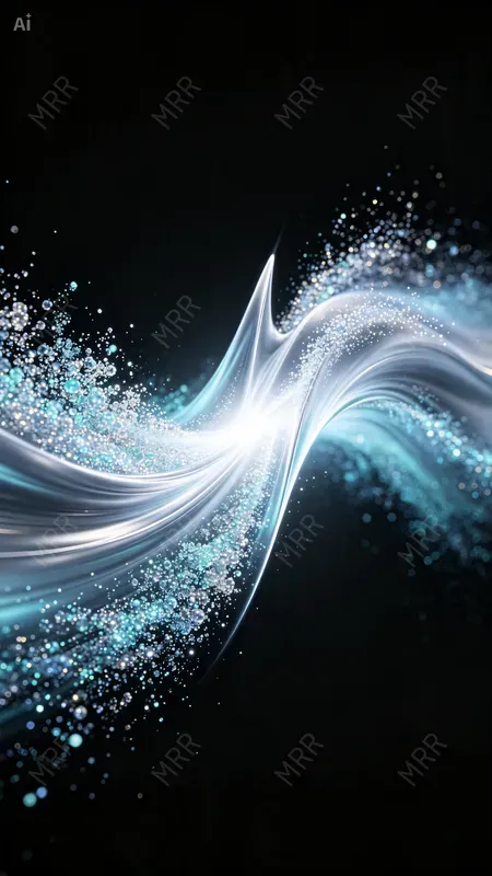 Glowing Particle Wave Art