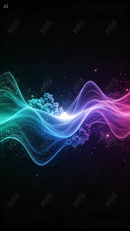 Glowing Particle Wave Art