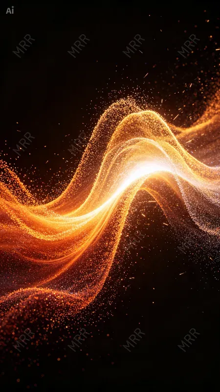 Glowing Particle Wave Art