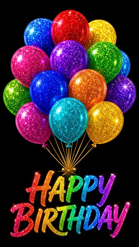 Glitter Birthday Balloons