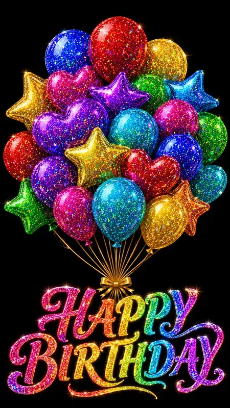 Glitter Birthday Balloons