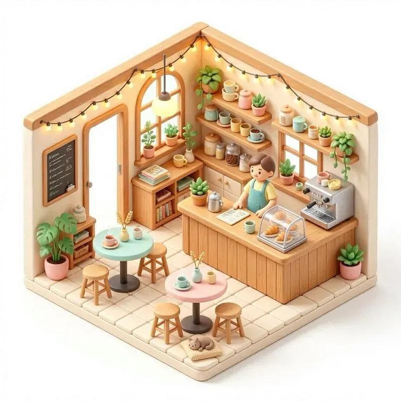 3D Isometric Cozy Room Dioramas