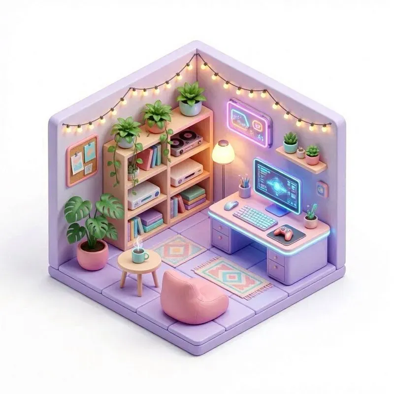 3D Isometric Cozy Room Dioramas