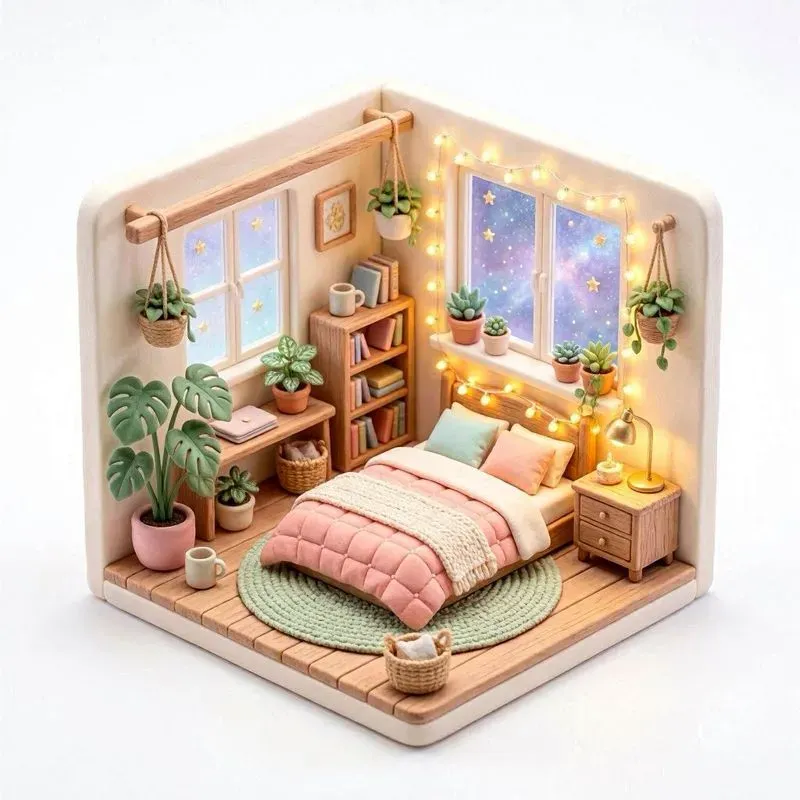 3D Isometric Cozy Room Dioramas