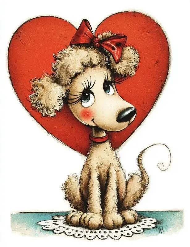 Vintage Valentine Animal Card Clipart