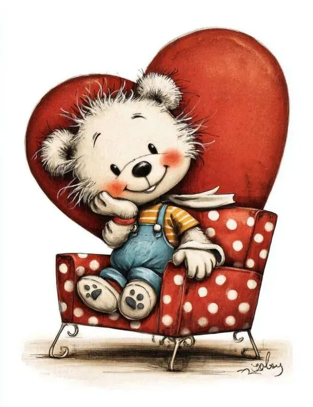 Vintage Valentine Animal Card Clipart