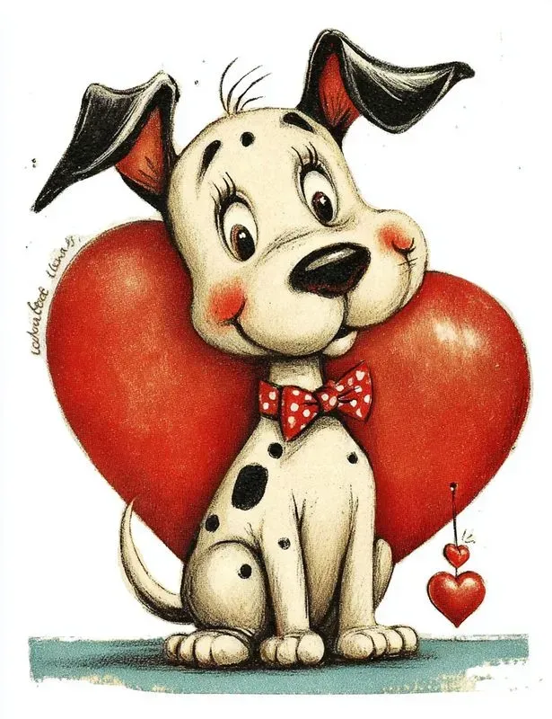 Vintage Valentine Animal Card Clipart