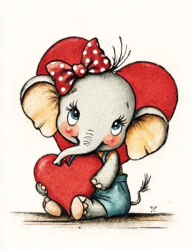 Vintage Valentine Animal Card Clipart