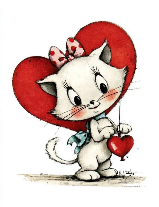 Vintage Valentine Animal Card Clipart