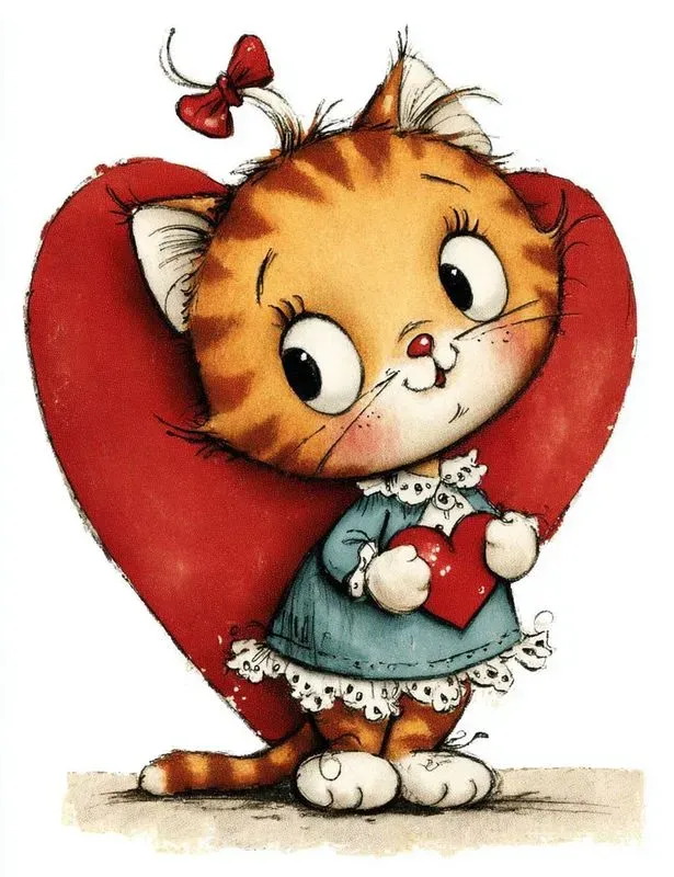 Vintage Valentine Animal Card Clipart
