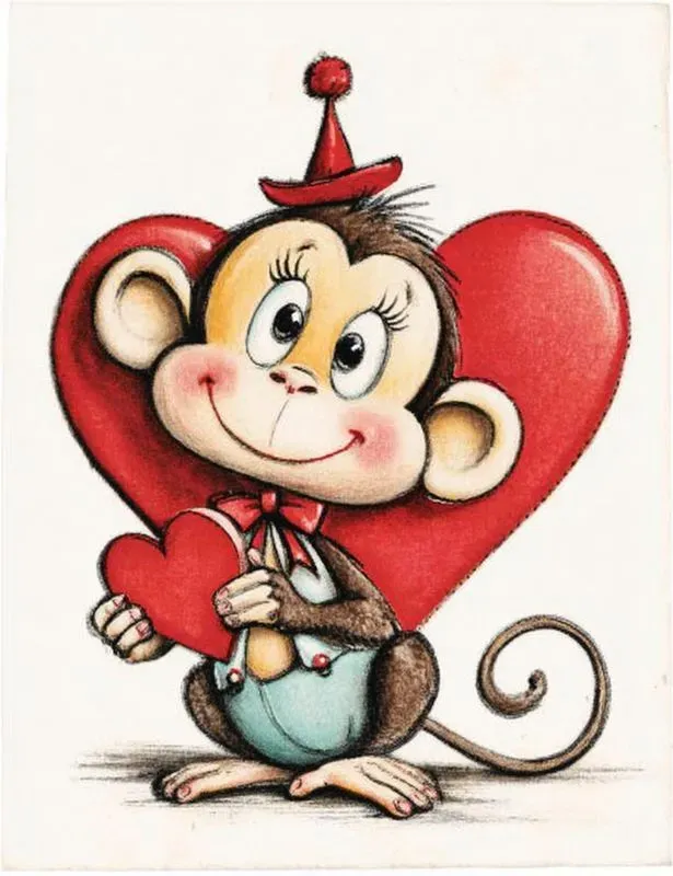 Vintage Valentine Animal Card Clipart