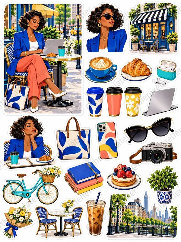 Remote Work Cafe Planner Sticker Sheets