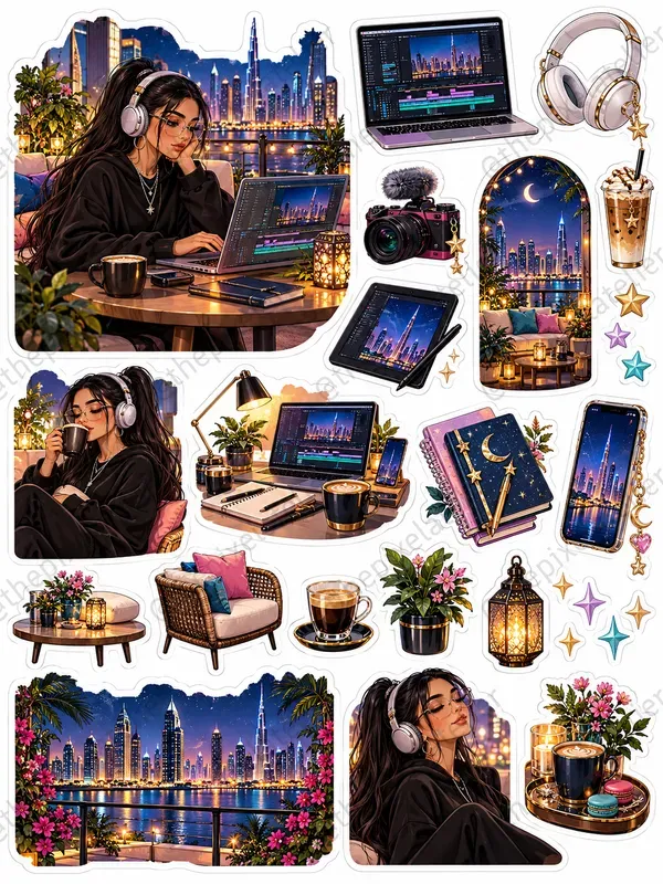 Remote Work Cafe Planner Sticker Sheets