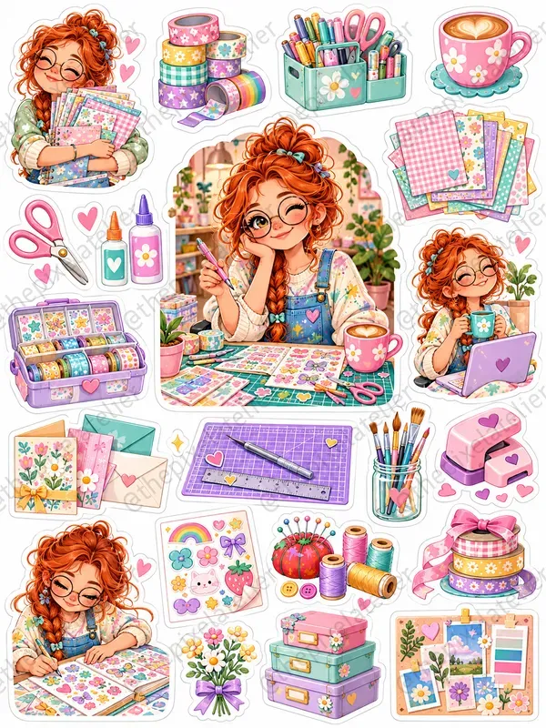 Remote Work Cafe Planner Sticker Sheets