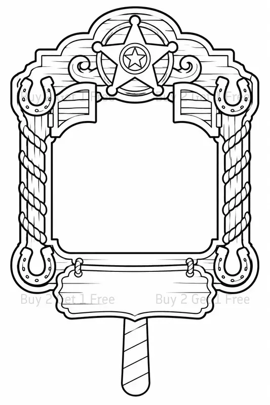 Western Selfie Frame Prop Coloring Books