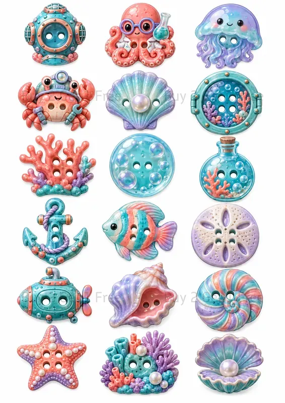Kawaii Novelty Button Clipart Collections