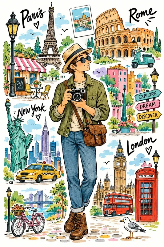 Whimsical City Landmark Posters