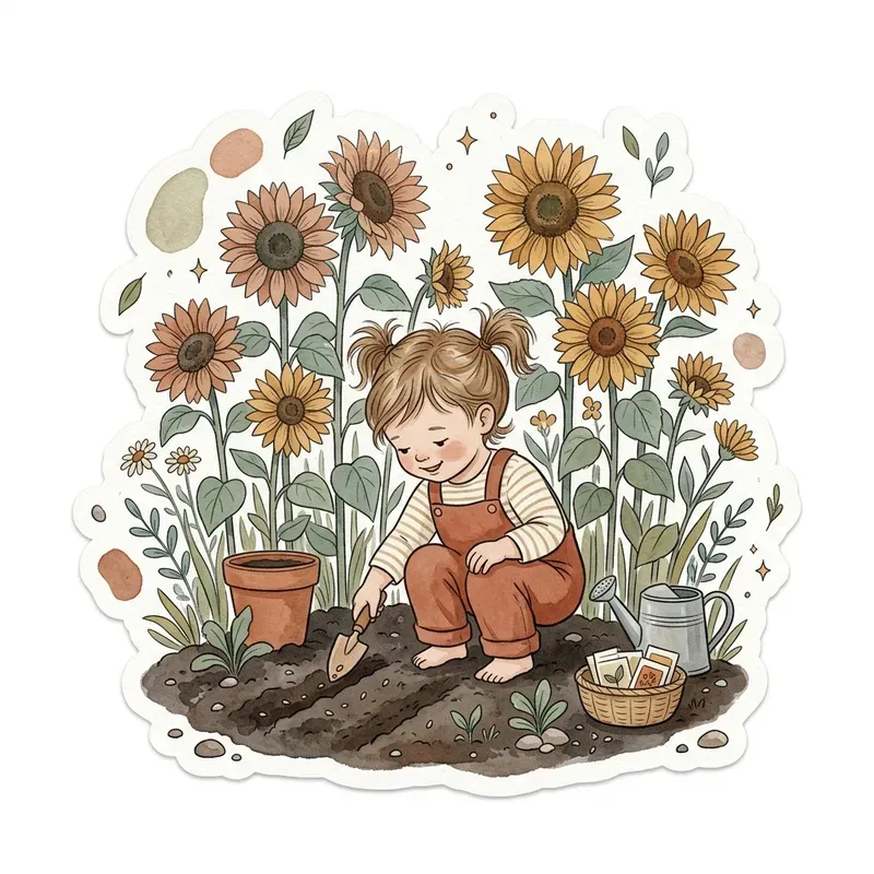 Boho Kids Nature Sticker Clipart Art