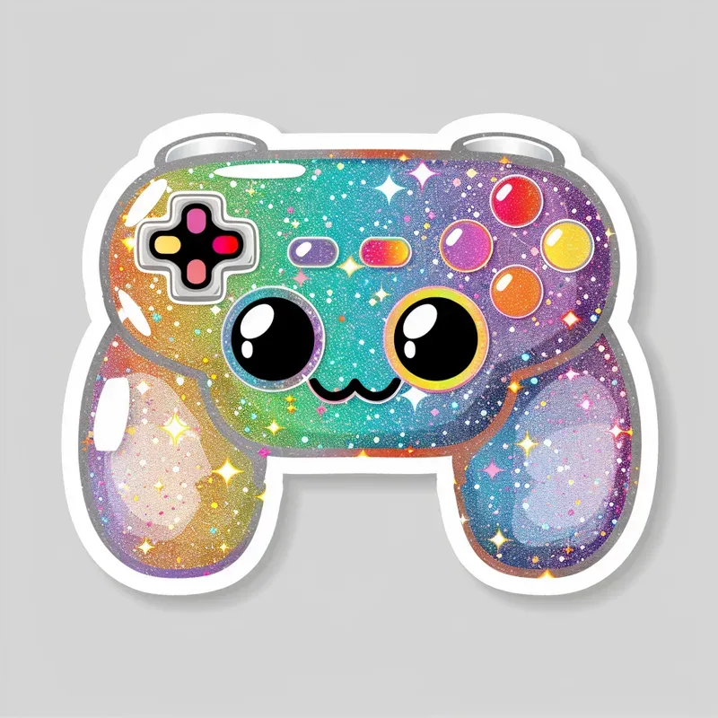 Glittery Rainbow Kawaii Stickers