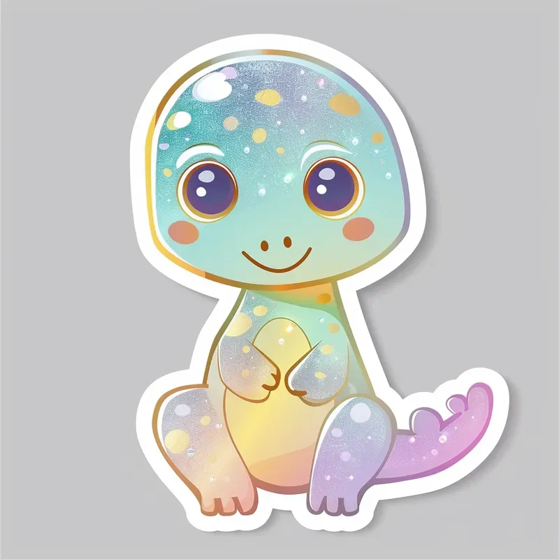 Glittery Rainbow Kawaii Stickers